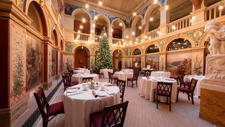Central Hall at Wallington dressed for Festive Afternoon Tea